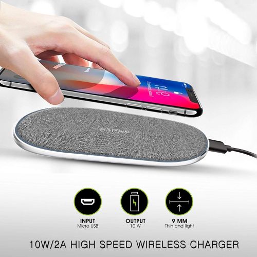 Powerup Power Desk WIRELESS CHARGER Dual Coil 15W Quick charger - Grey