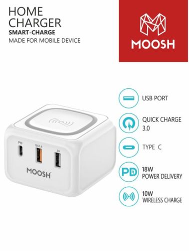 Moosh 65W GaN Power Charger Dual USB Type C Power Delivery Foldable plug  GaN Wall Charger 65W